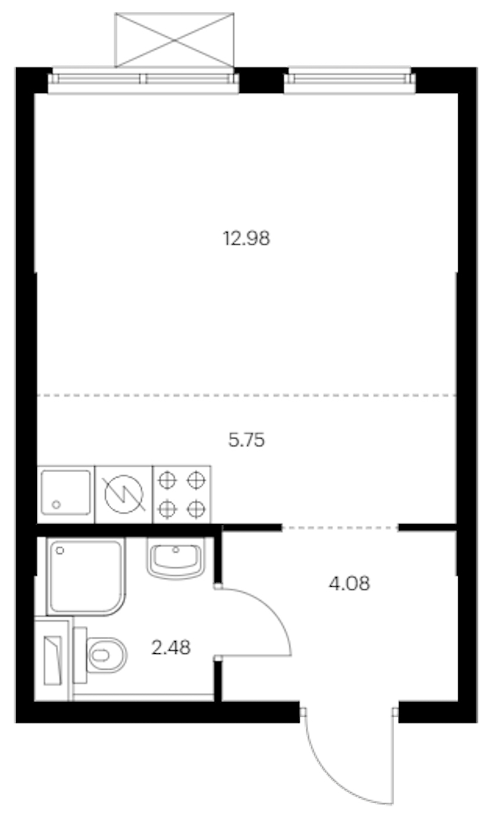 Квартира студия 25.29 м², 9/12 эт., ЖК «Таллинский парк»